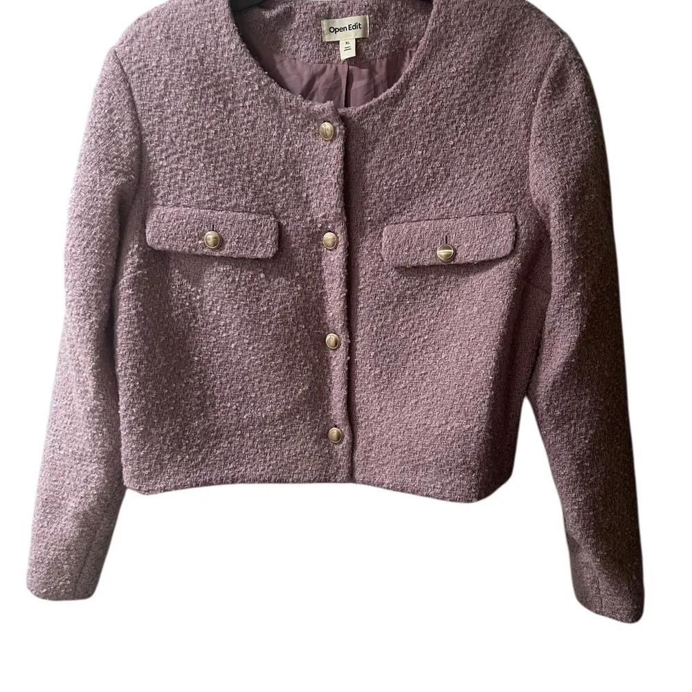 Open EditTweed Cropped Lavender Jacket - Picture 3 of 6